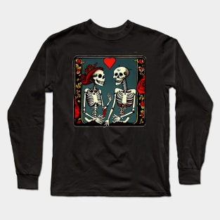 Valentine Tarot Inspired Skeleton Lovers Long Sleeve T-Shirt